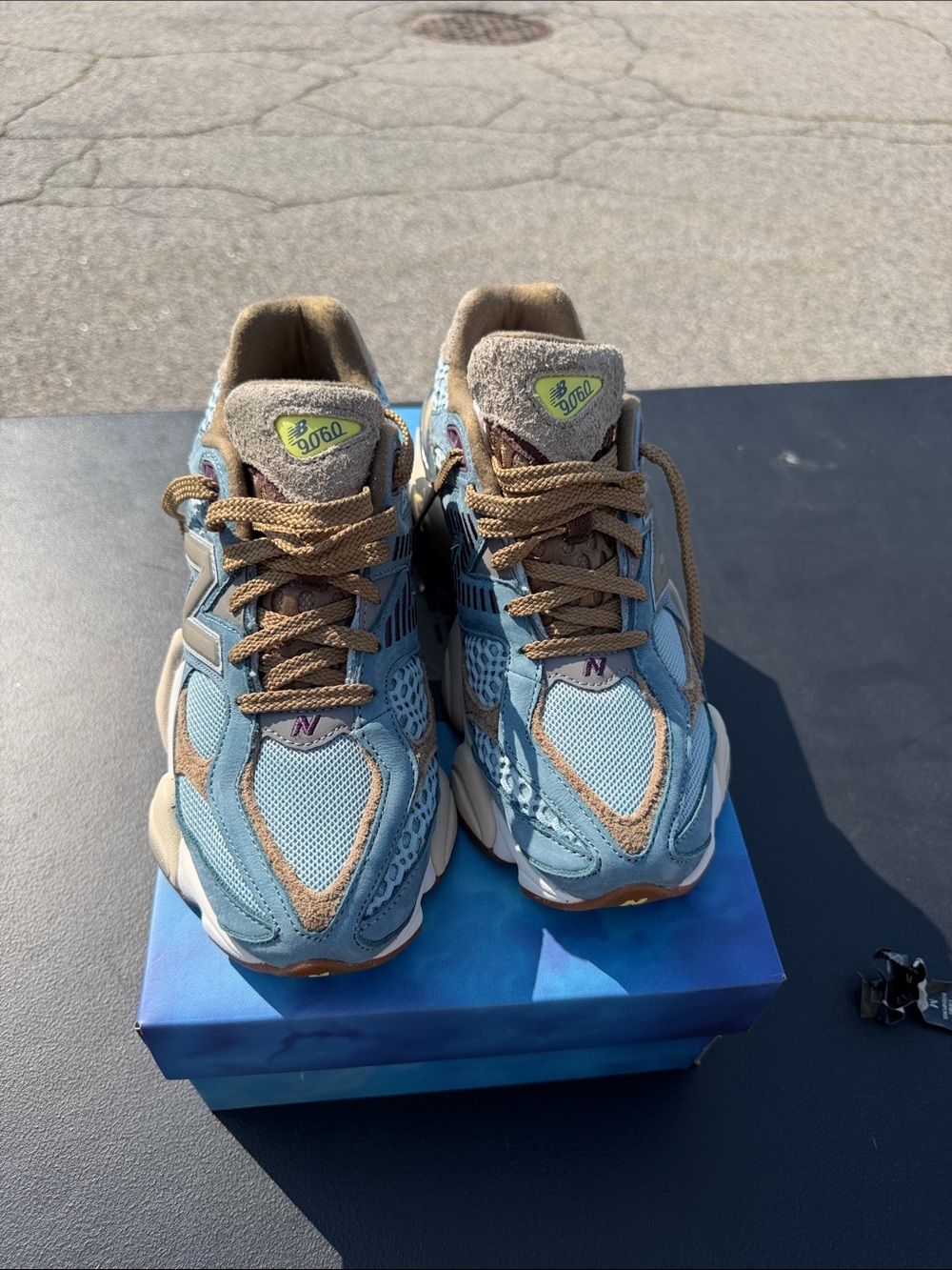 New Balance Light Blue & Brown 9060 Retro Runner Sneakers